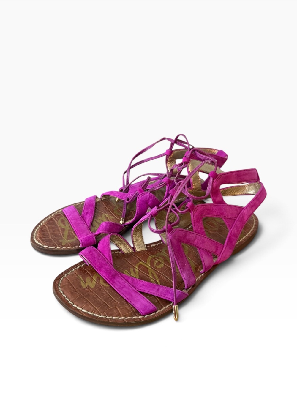 Sam Edelman Fuchsia Gemma Suede Lace Up Gladiator Sandals